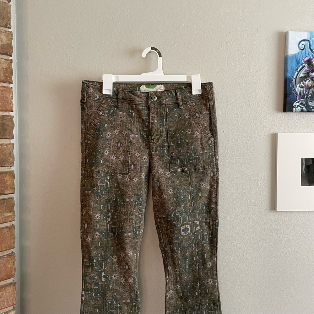 Anthropologie Cadet Slim Utility Pants Green Olive Multicolor Aztec print - Picture 16 of 16